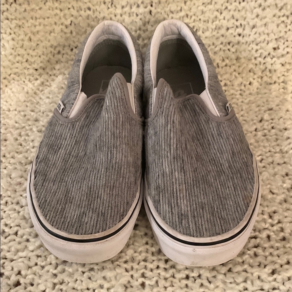 Vans women’s gray slip-on sneakers,  size 8.5.